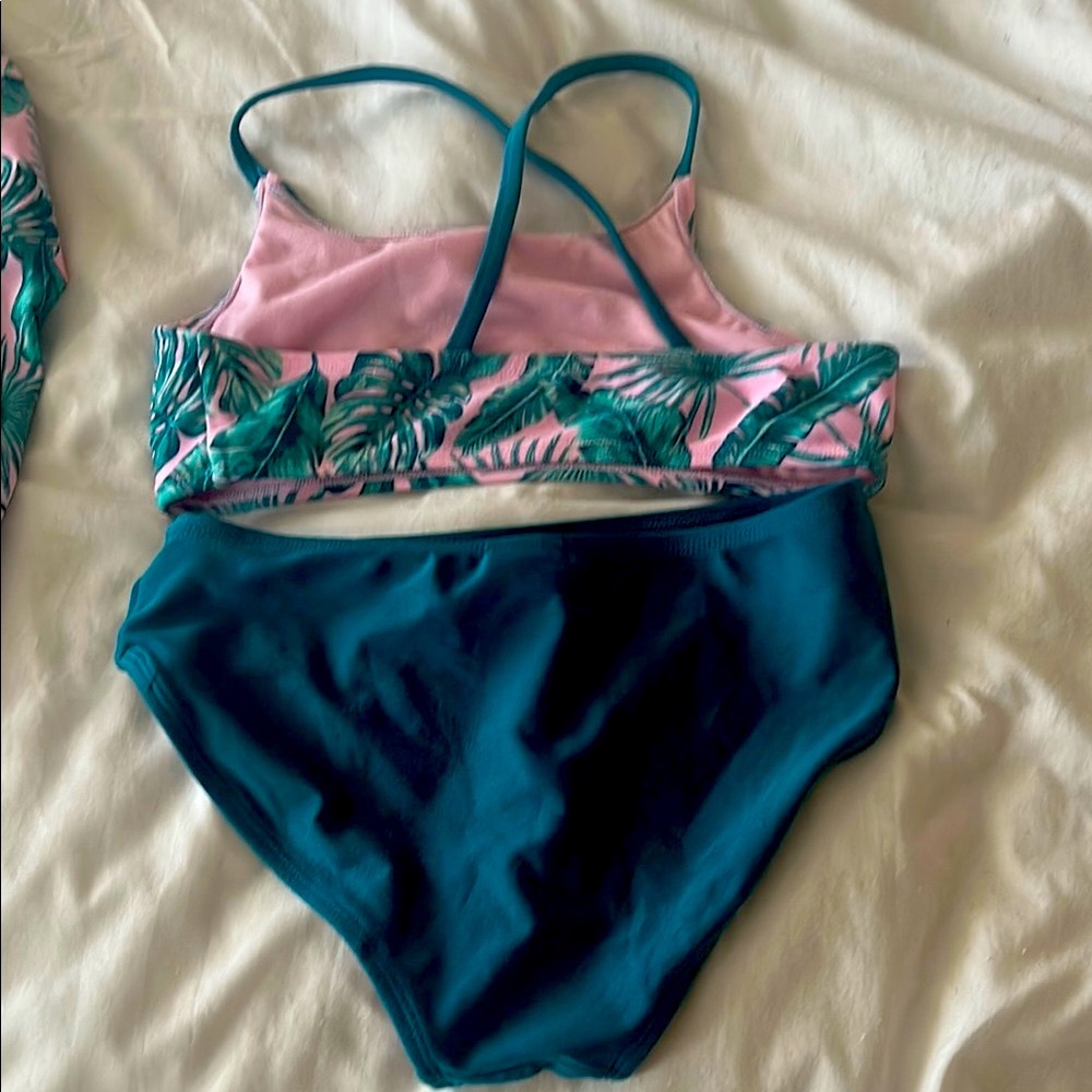 Art Class Green and Pink Bikini Set with Tropical Print - Picture 3 of 9